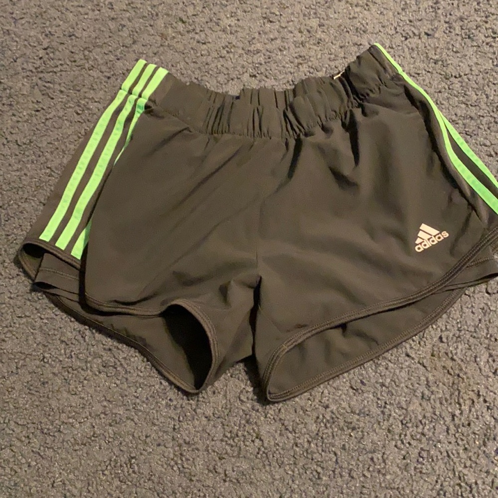 Black and Neon Green Adidas Shorts